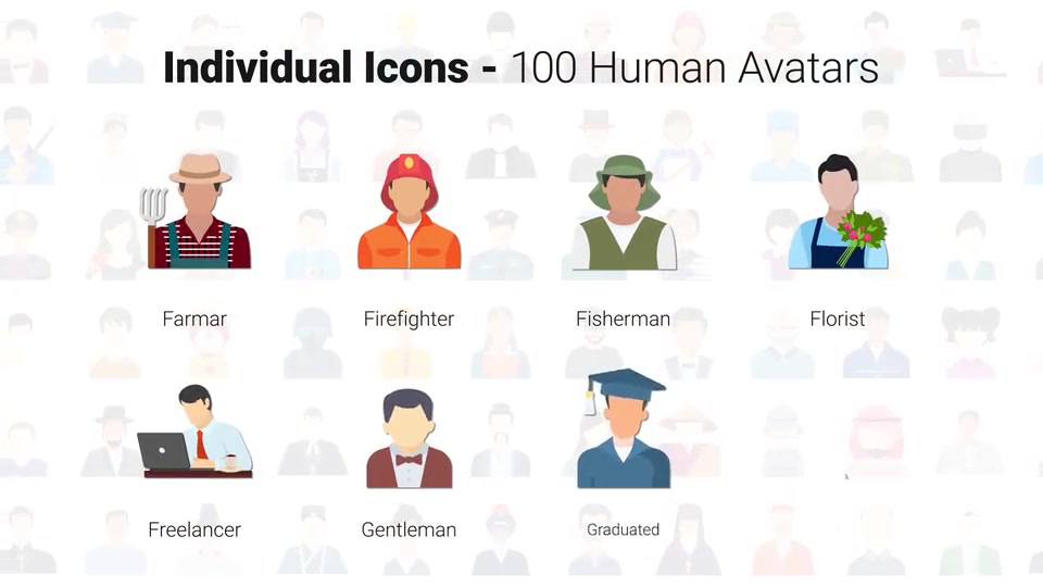 100 Human Avatars Icons Videohive 33169604 After Effects Image 8