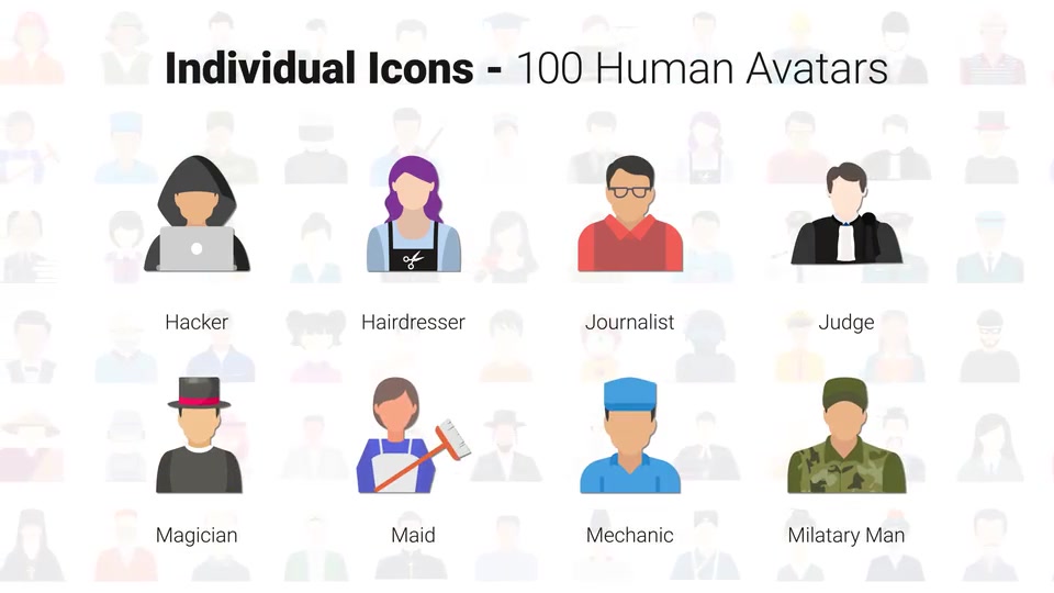 100 Human Avatars Icons Videohive 33962790 After Effects Image 10