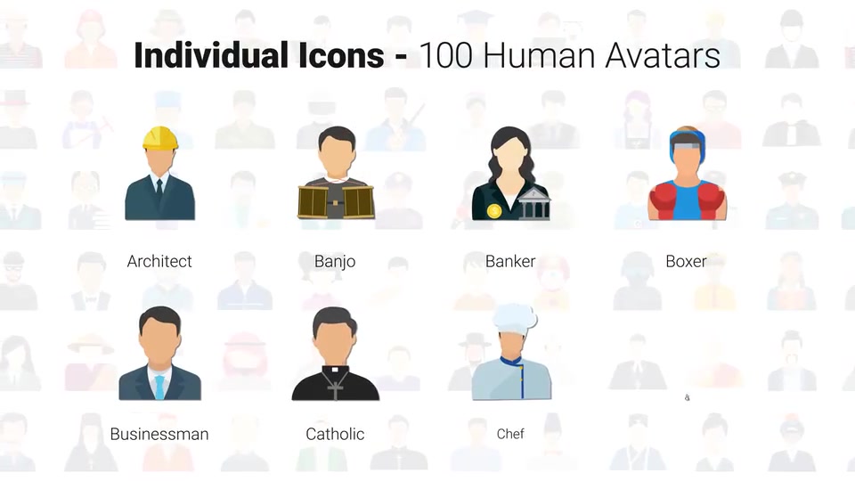 100 Human Avatars Icons Videohive 33962790 After Effects Image 5