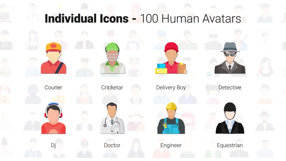 100 Human Avatars Icons Videohive 33962790 After Effects Image 7
