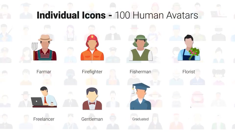 100 Human Avatars Icons Videohive 33962790 After Effects Image 8