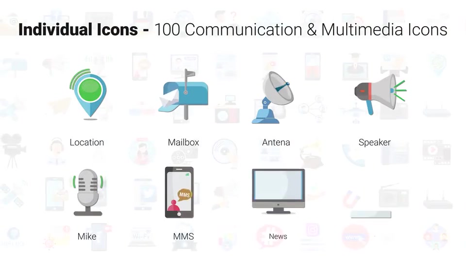 100 Icons Pack Communication & Multimedia Videohive 32172488 After Effects Image 11