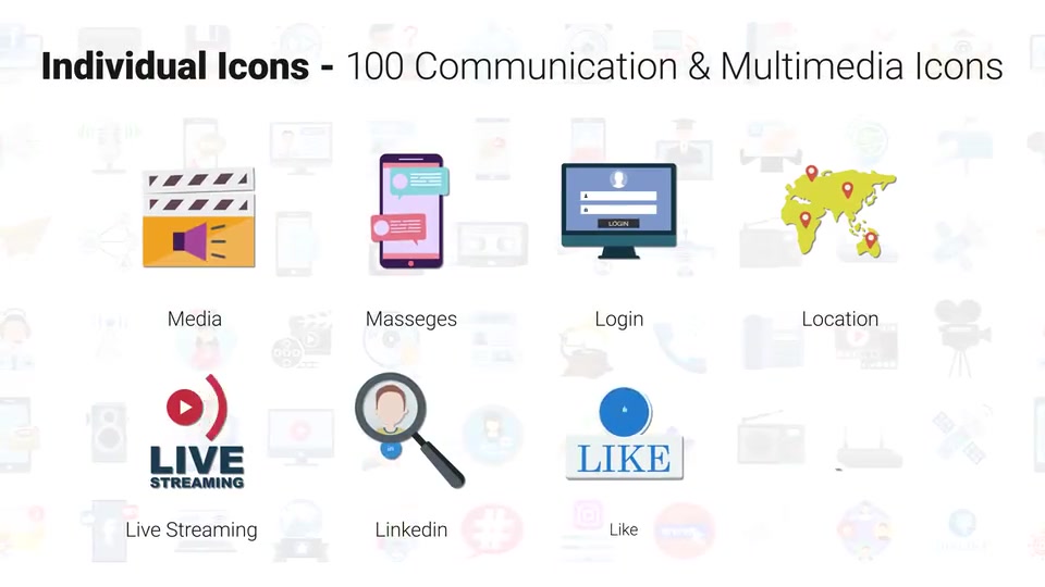 100 Icons Pack Communication & Multimedia Videohive 32172488 After Effects Image 5