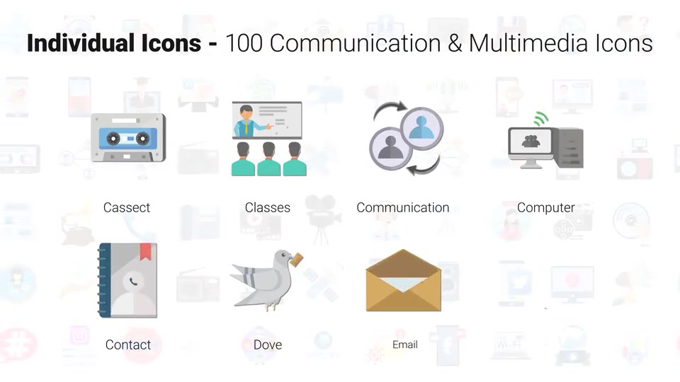 100 Icons Pack Communication & Multimedia Videohive 32172488 After Effects Image 8
