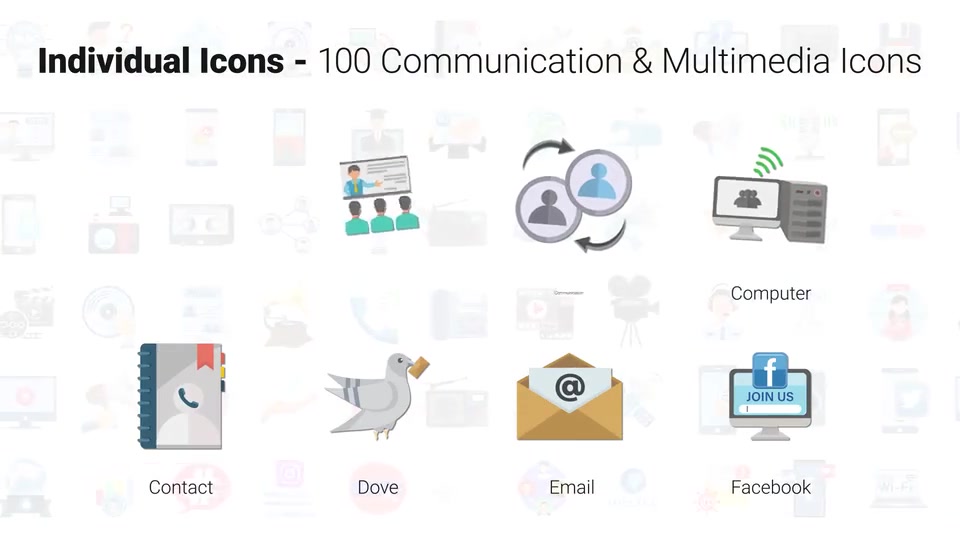 100 Icons Pack Communication & Multimedia Videohive 32172488 After Effects Image 9