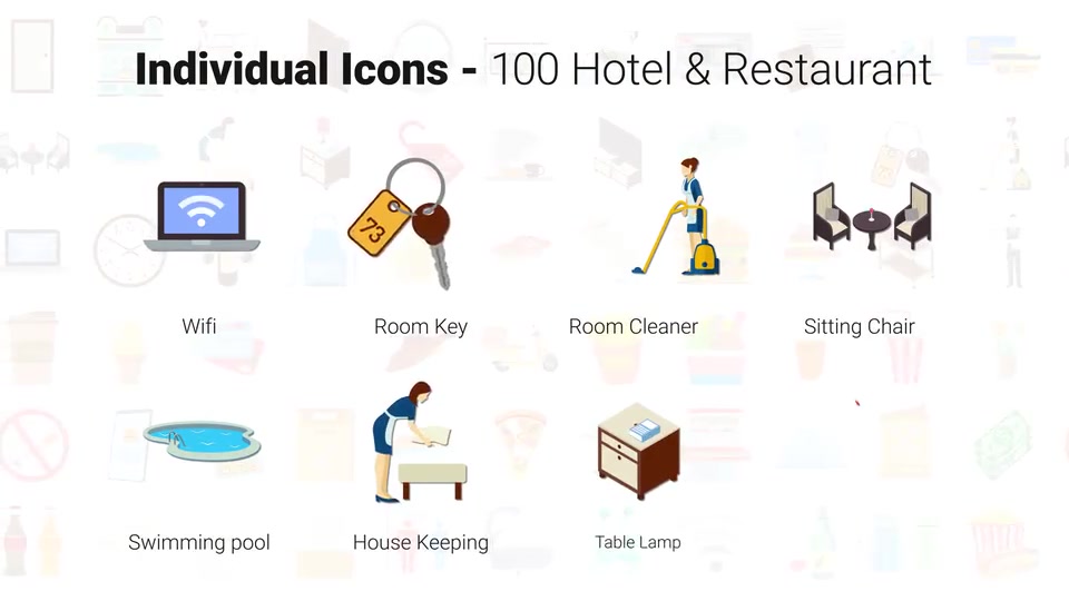 100 Icons Pack Hotel & Restaurant Videohive 32169968 After Effects Image 11