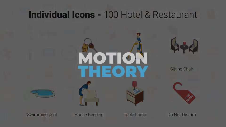 100 Icons Pack Hotel & Restaurant Videohive 32169968 After Effects Image 12