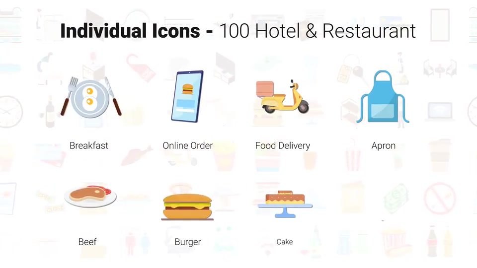 100 Icons Pack Hotel & Restaurant Videohive 32169968 After Effects Image 5