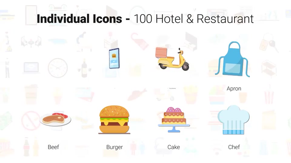100 Icons Pack Hotel & Restaurant Videohive 32169968 After Effects Image 6