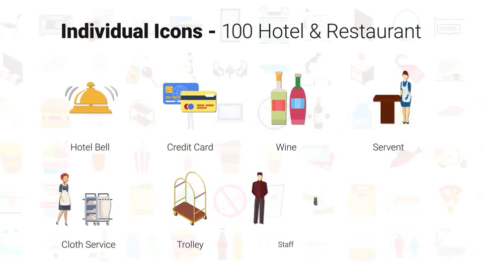100 Icons Pack Hotel & Restaurant Videohive 32169968 After Effects Image 8