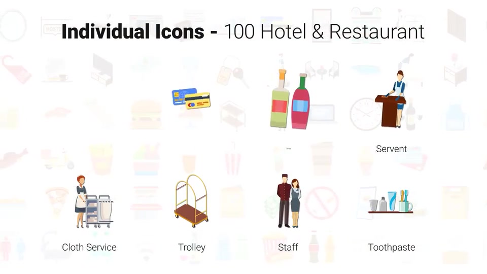 100 Icons Pack Hotel & Restaurant Videohive 32169968 After Effects Image 9