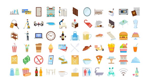 100 Icons Pack Hotel & Restaurant - 32169968 Download Videohive