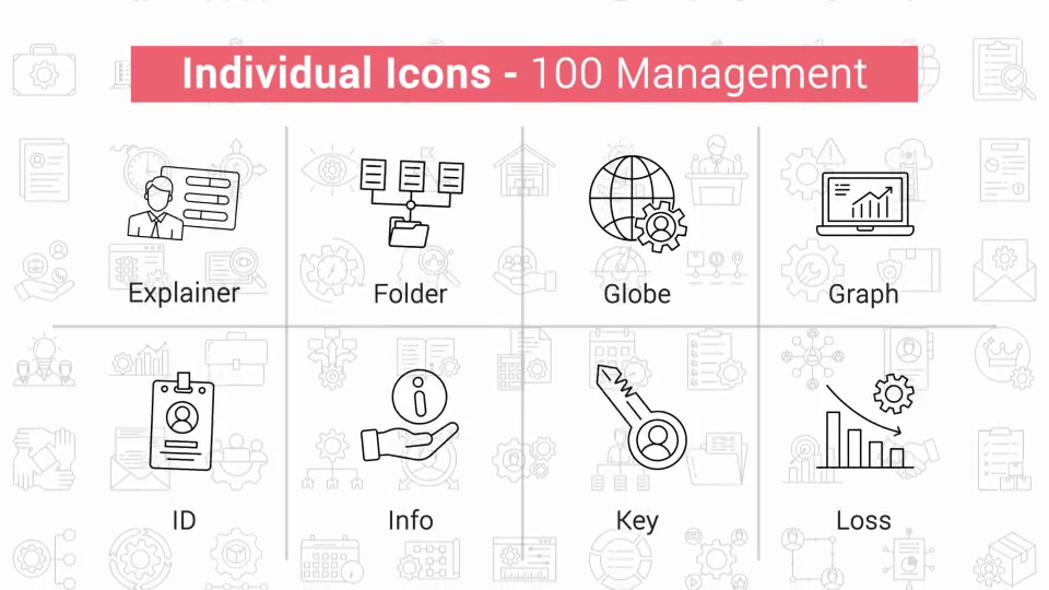 100 Management Line Icons Videohive 40108198 After Effects Image 10