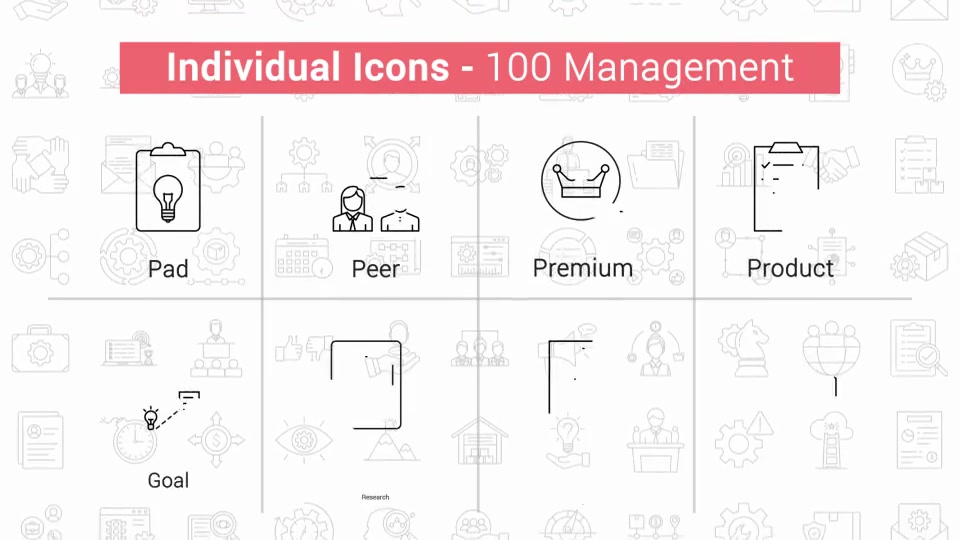 100 Management Line Icons Videohive 40108198 After Effects Image 11