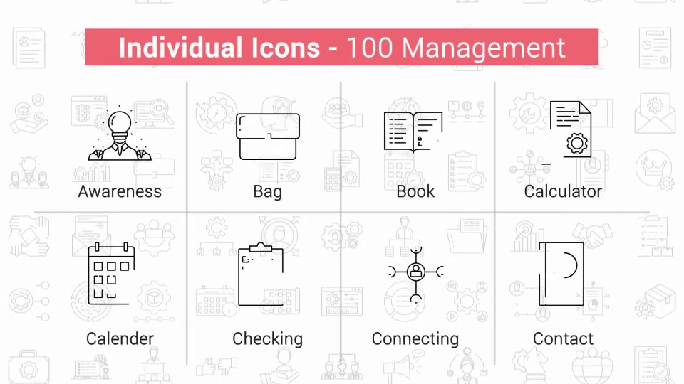 100 Management Line Icons Videohive 40108198 After Effects Image 4