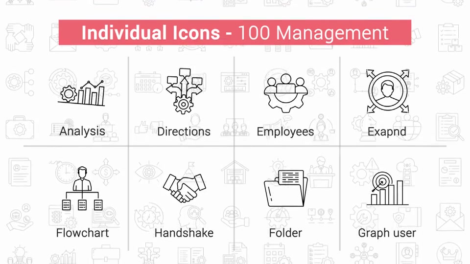 100 Management Line Icons Videohive 40108198 After Effects Image 5