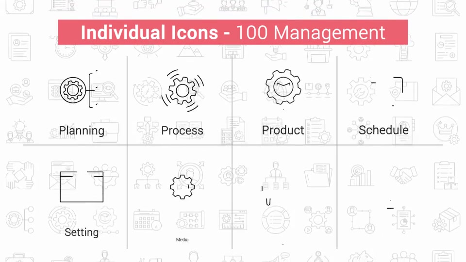100 Management Line Icons Videohive 40108198 After Effects Image 6