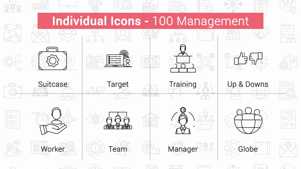 100 Management Line Icons Videohive 40108198 After Effects Image 7