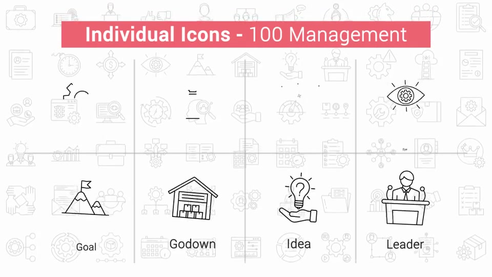100 Management Line Icons Videohive 40108198 After Effects Image 8