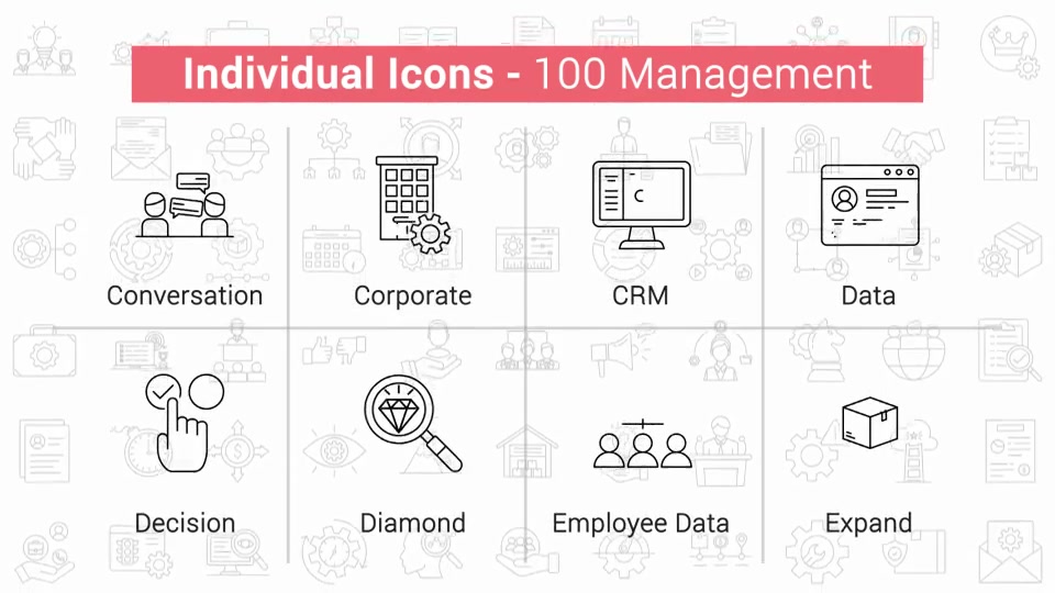 100 Management Line Icons Videohive 40108198 After Effects Image 9