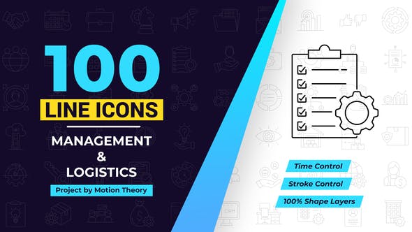 100 Management Line Icons - 40108198 Videohive Download