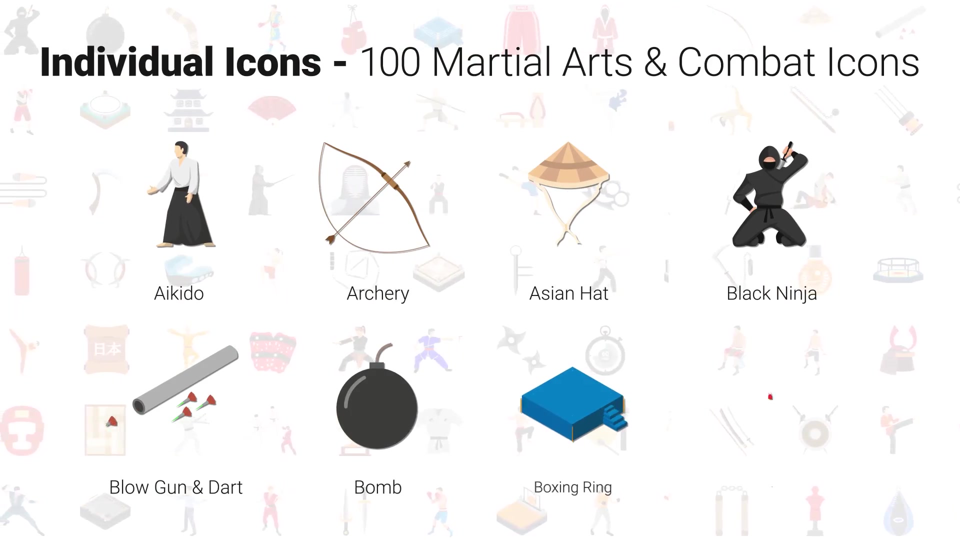 100 Martial Arts Icons Videohive 30141890 After Effects Image 5