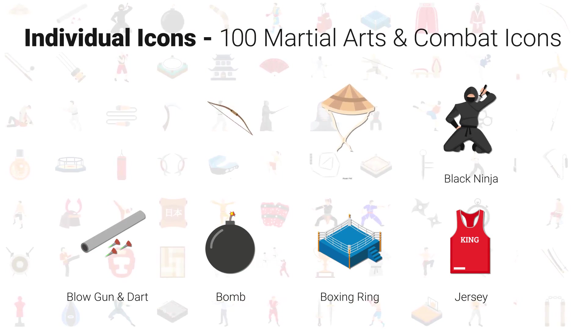 100 Martial Arts Icons Videohive 30141890 After Effects Image 6
