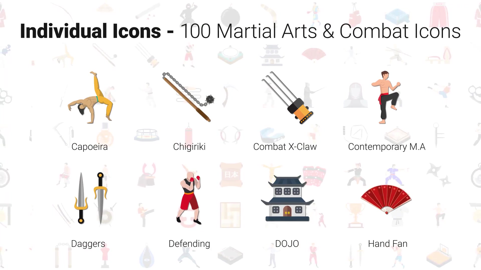 100 Martial Arts Icons Videohive 30141890 After Effects Image 7