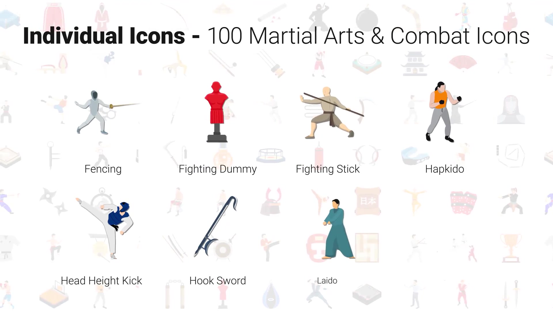 100 Martial Arts Icons Videohive 30141890 After Effects Image 8