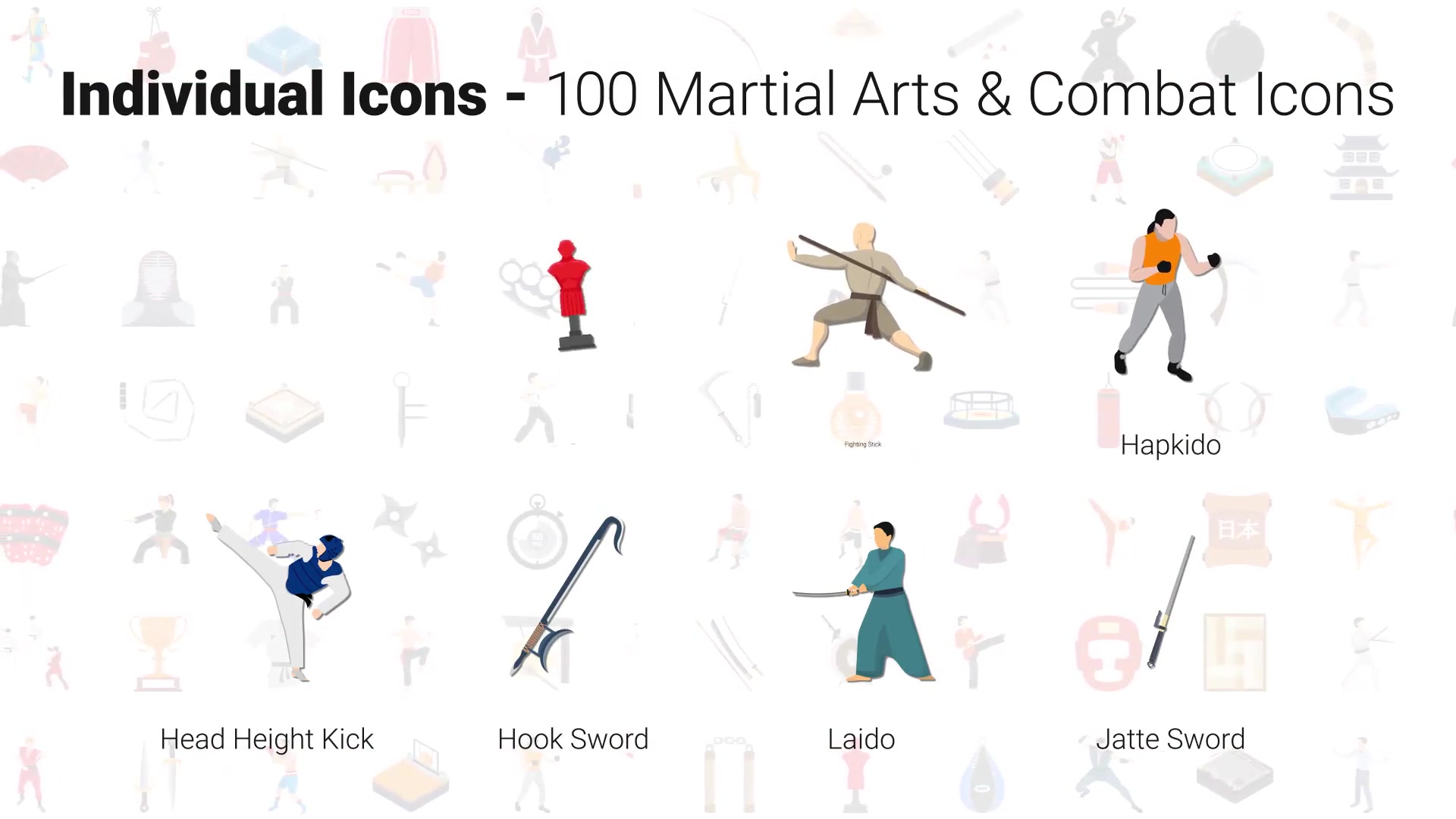 100 Martial Arts Icons Videohive 30141890 After Effects Image 9