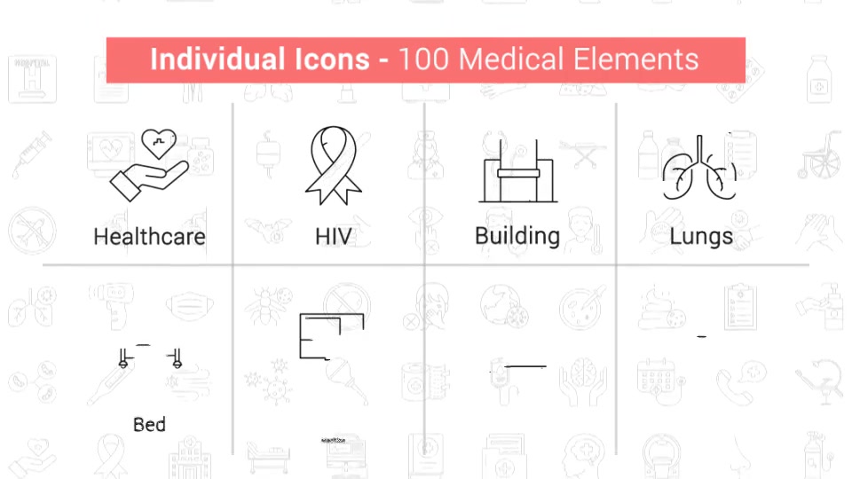 100 Medical Elements Line Icons Videohive 38906633 After Effects Image 11