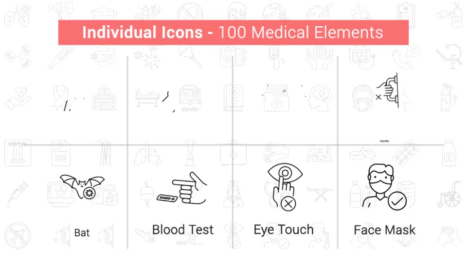 100 Medical Elements Line Icons Videohive 38906633 After Effects Image 8