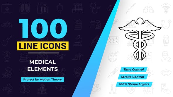 100 Medical Elements Line Icons - 38906633 Download Videohive