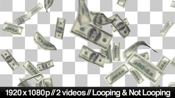 $100 Money Bills Raining Down From Top to Bottom - Download 4246884 Videohive