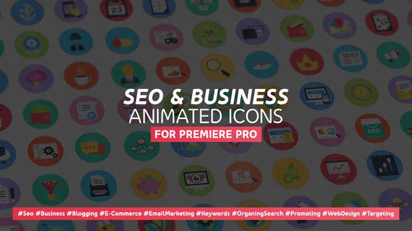 100 Seo & Business Modern Flat Animated Icons Mogrt Videohive 25420234  Download Fast Premiere Pro