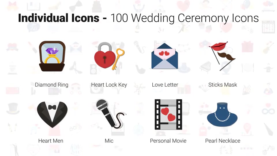 100 Wedding Icons Videohive 28932172 After Effects Image 10