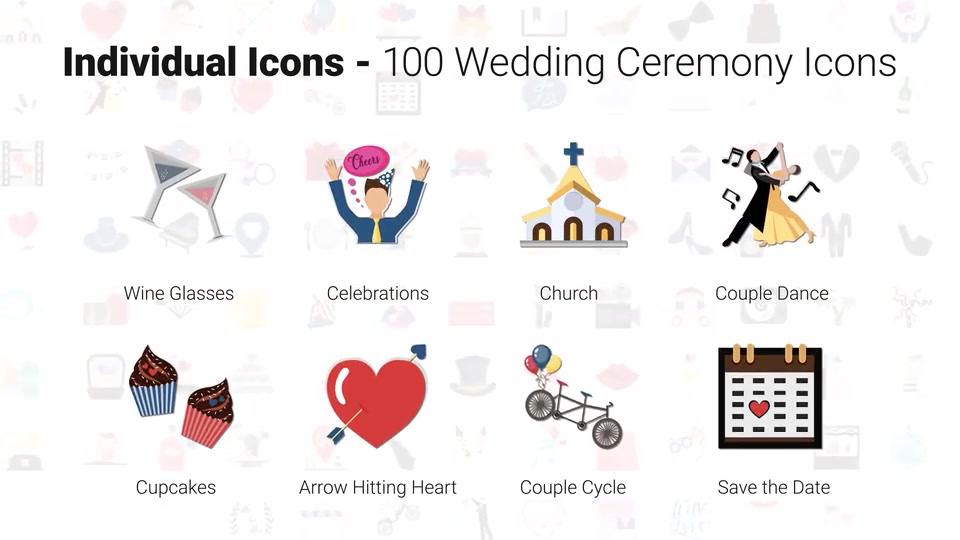 100 Wedding Icons Videohive 28932172 After Effects Image 7