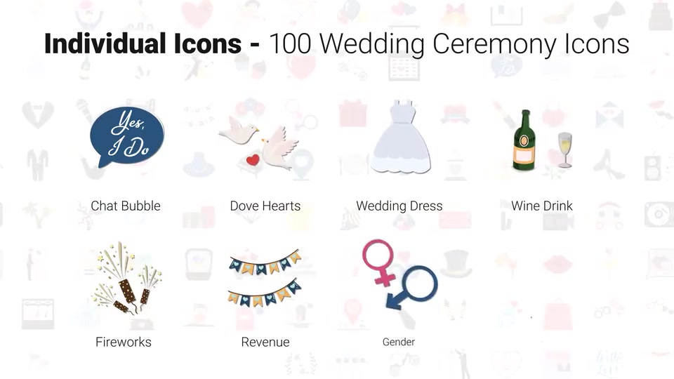 100 Wedding Icons Videohive 28932172 After Effects Image 8