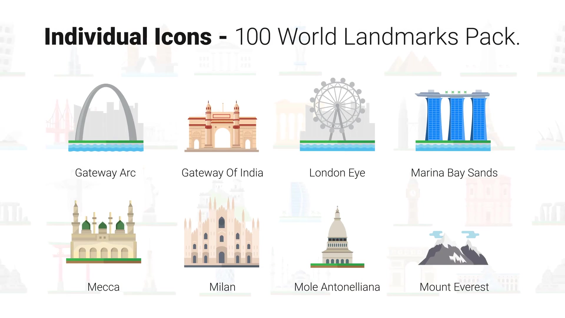 100 World Landmarks Icons Videohive 26139491 After Effects Image 10