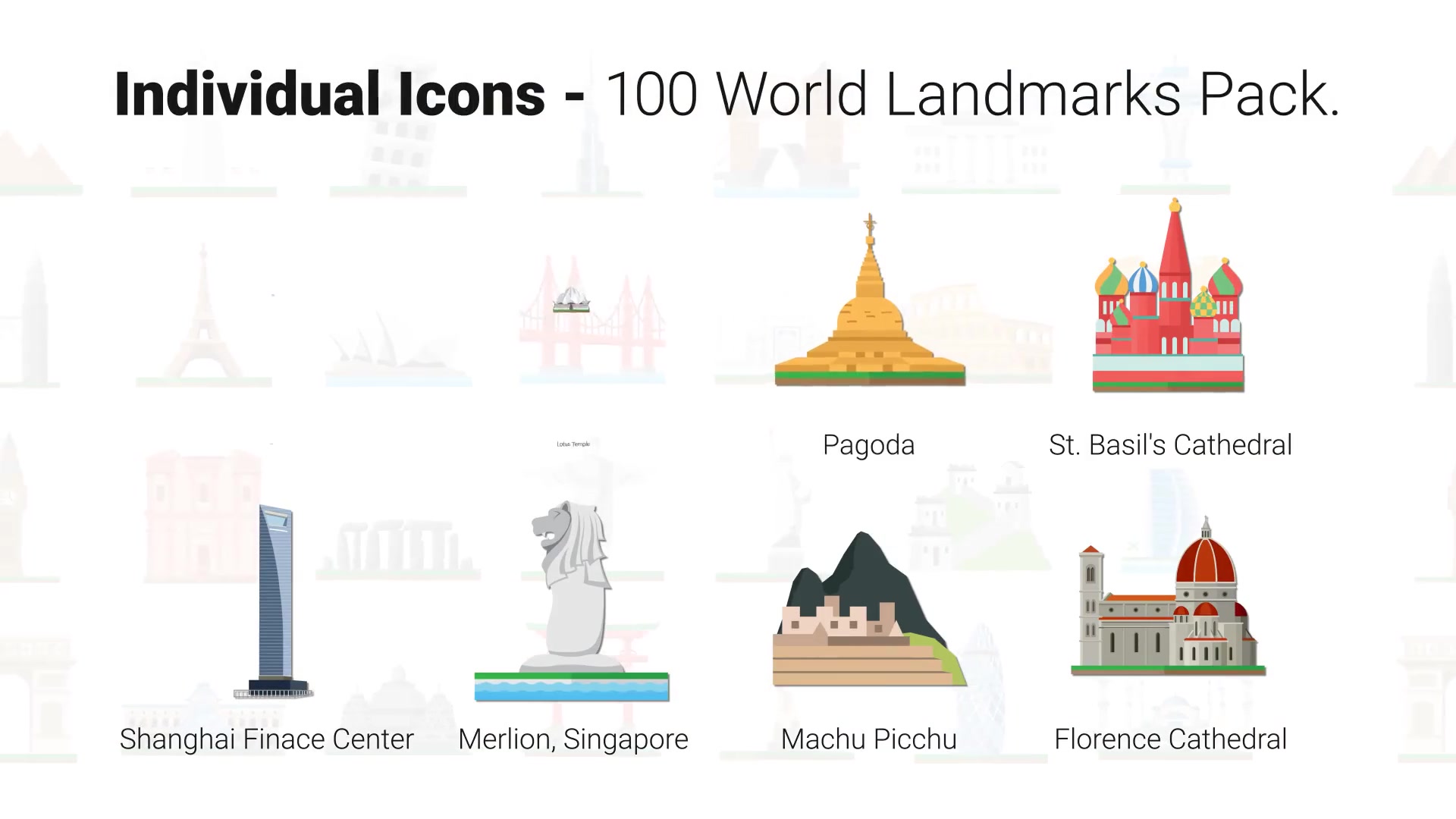 100 World Landmarks Icons Videohive 26139491 After Effects Image 6