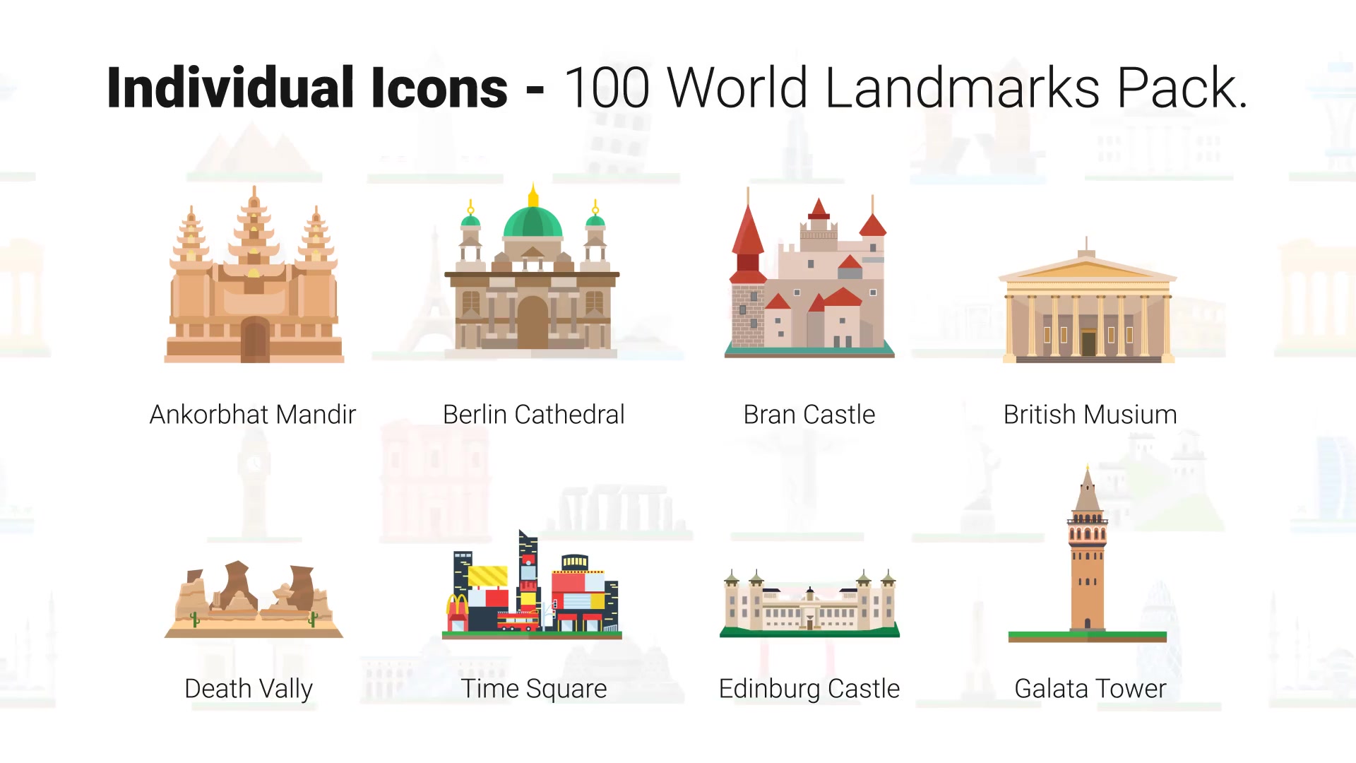 100 World Landmarks Icons Videohive 26139491 After Effects Image 7