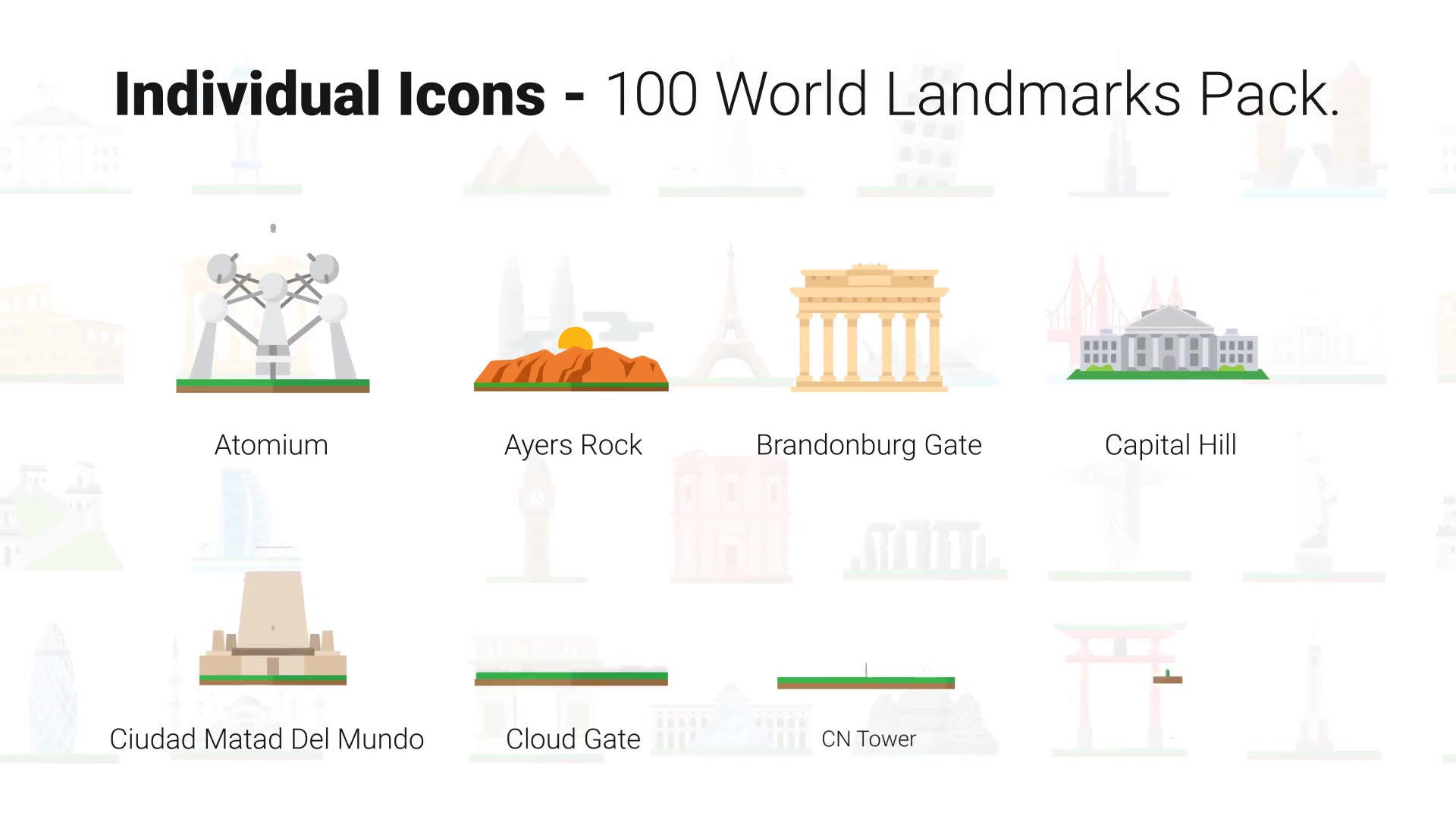 100 World Landmarks Icons Videohive 26139491 After Effects Image 8