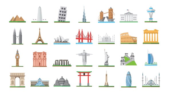 100 World Landmarks Icons - Download 26139491 Videohive