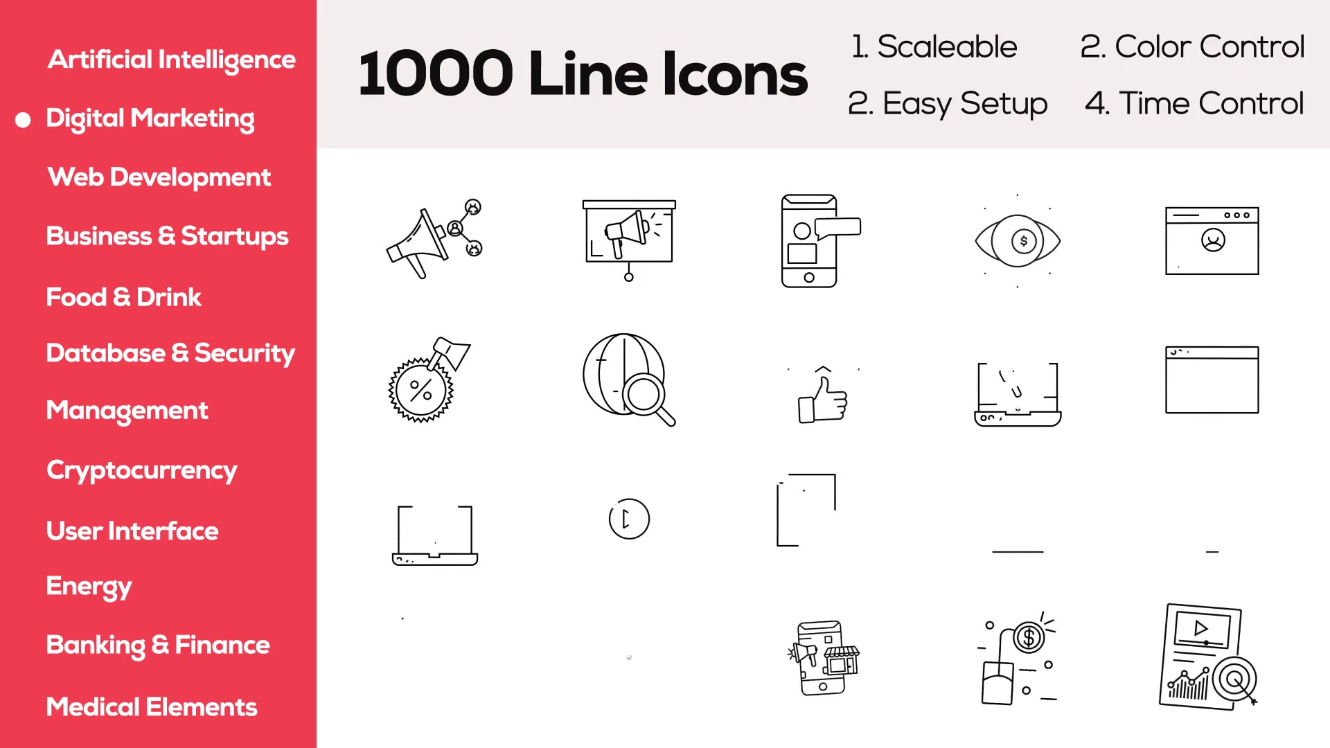 1000+ Line Icons Pack Videohive 35290895 After Effects Image 2