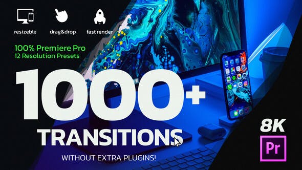 1000 Premiere Pro Transitions | Motion Design Presets | Resizable - Download Videohive 26058666