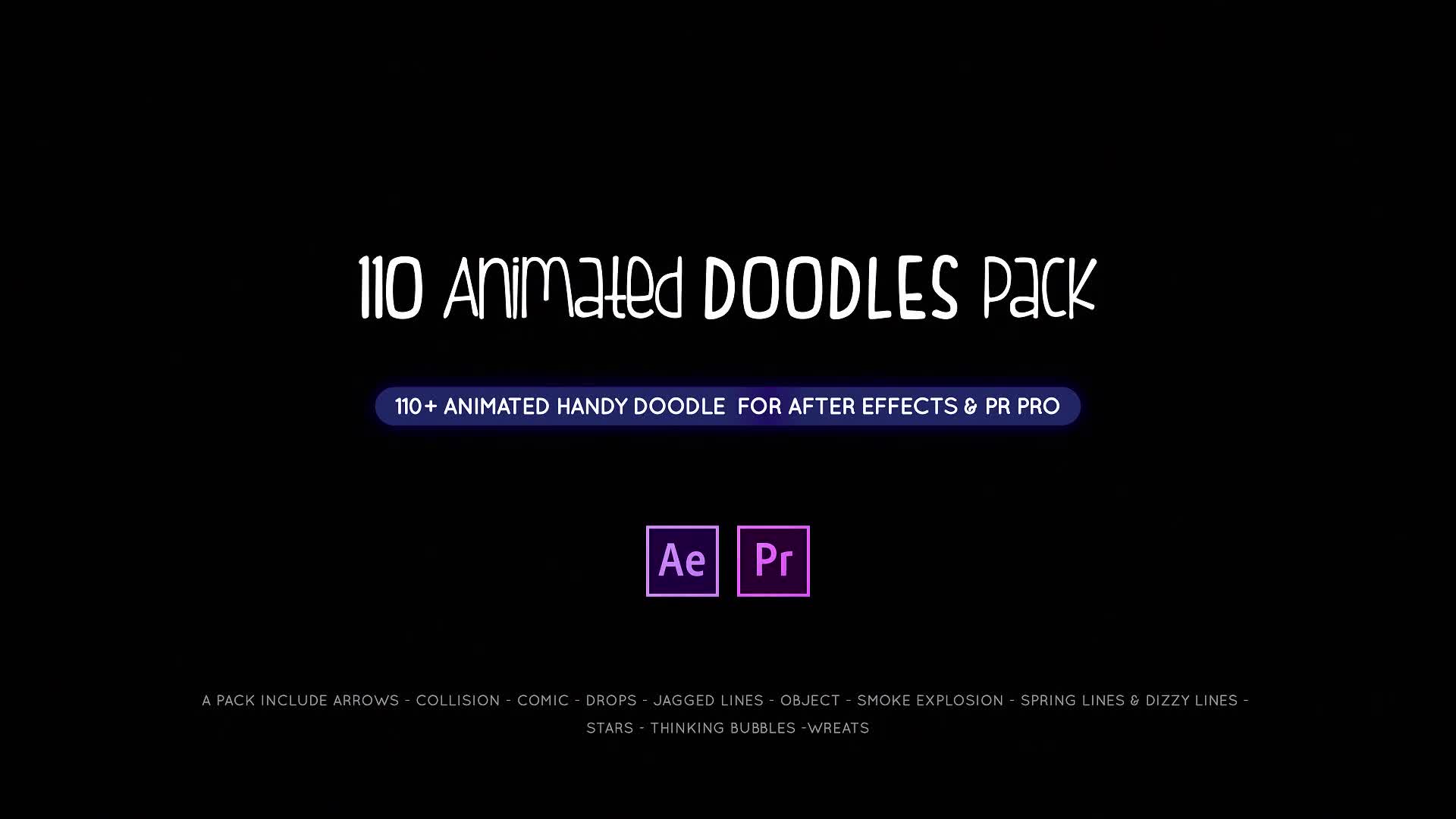 110 Animated Doodles Pack Videohive 28732986 Download Quick After Effects