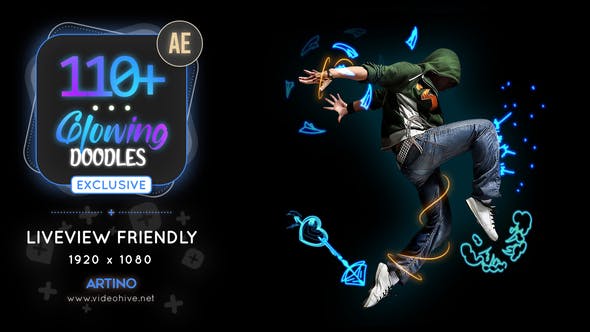 110 Glowing Doodles Pack - 38543976 Download Videohive
