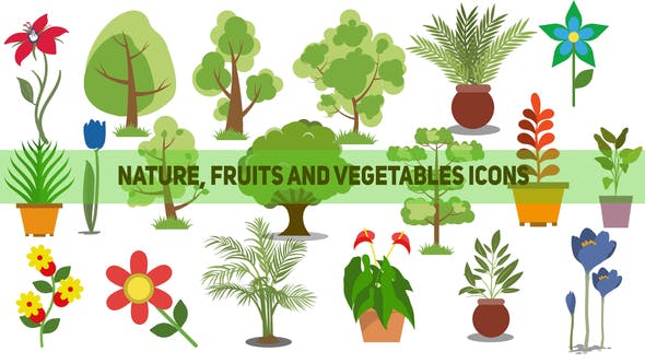 110 Nature, Fruits and Vegetables Icons - Download 22595923 Videohive