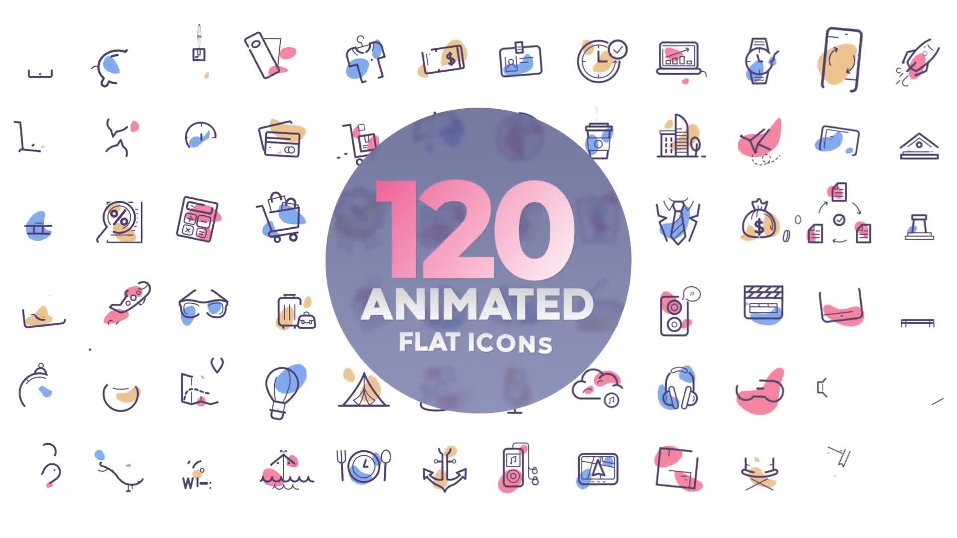 120 animated icons Videohive 22423691 After Effects Image 1