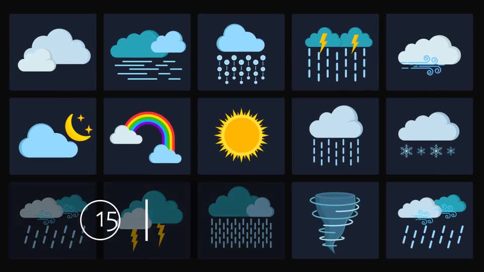 15 Weather Icons Pack Videohive 24658488 Premiere Pro Image 1